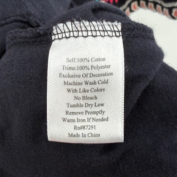 Johnny Was JW Los Angeles Embroidered Floral V-Neck Top Size Large Navy Blue - Picture 5 of 5